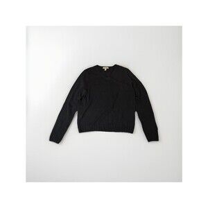 Faconnable French Riviera Womens Large L Black Fine Knit Vneck Sweater Top